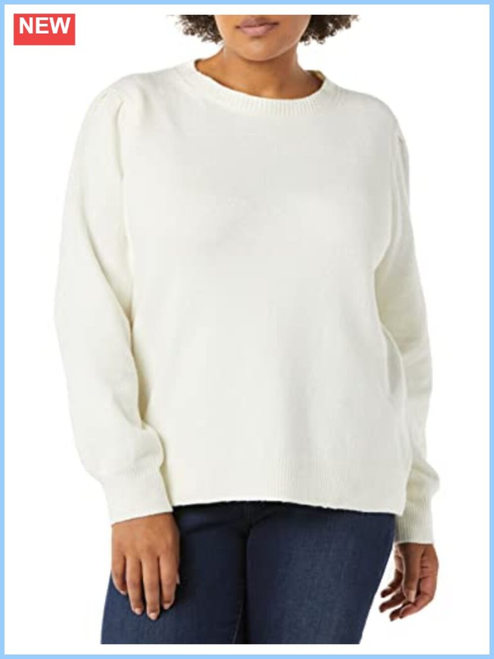Soft Touch Long Sleeve Pleated Shoulder Crewneck Sweater